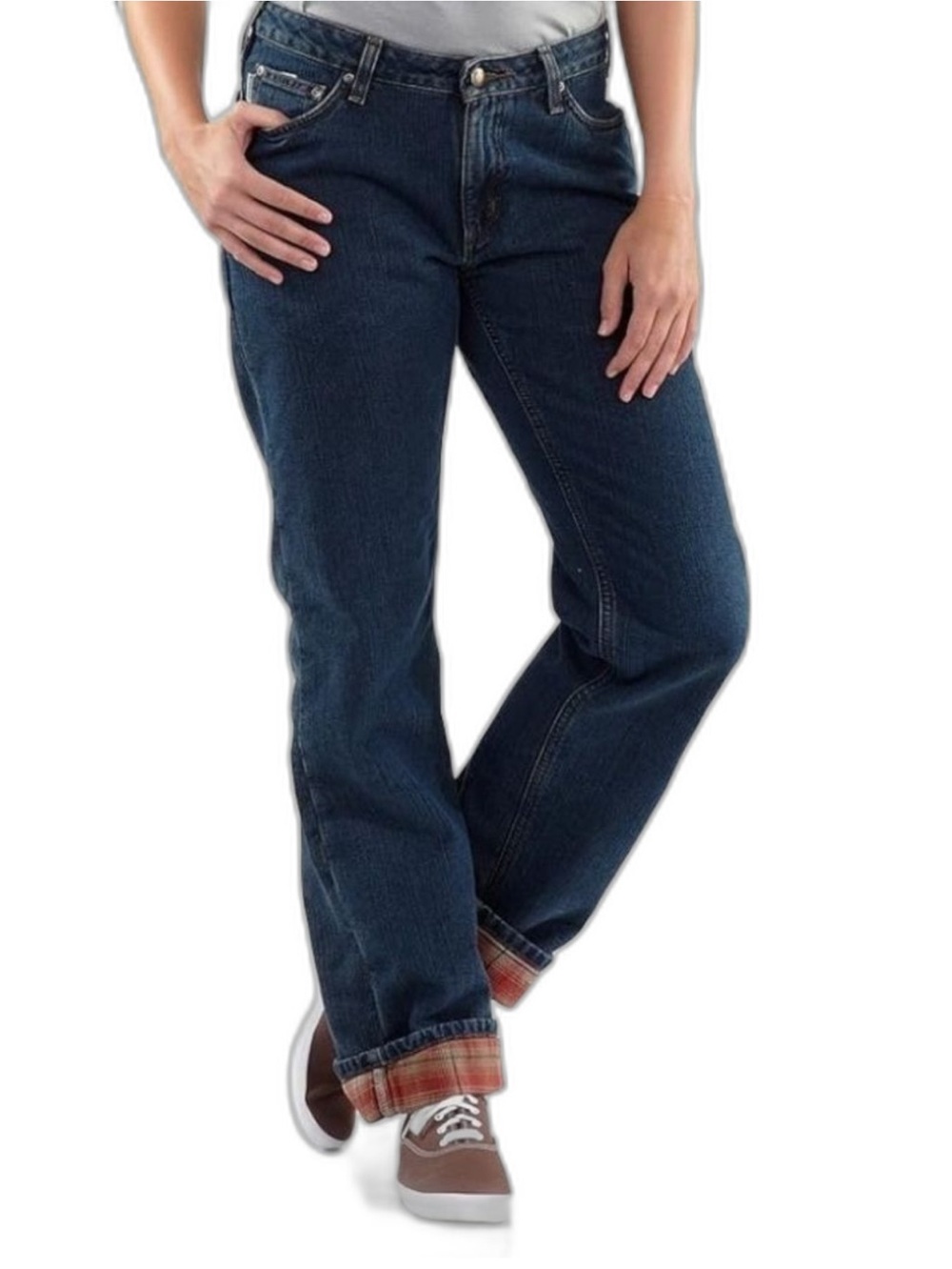 Carhartt Flannel-Lined Jeans Women’s Size 16 Dark Wash Relaxed Fit WB022 ADT